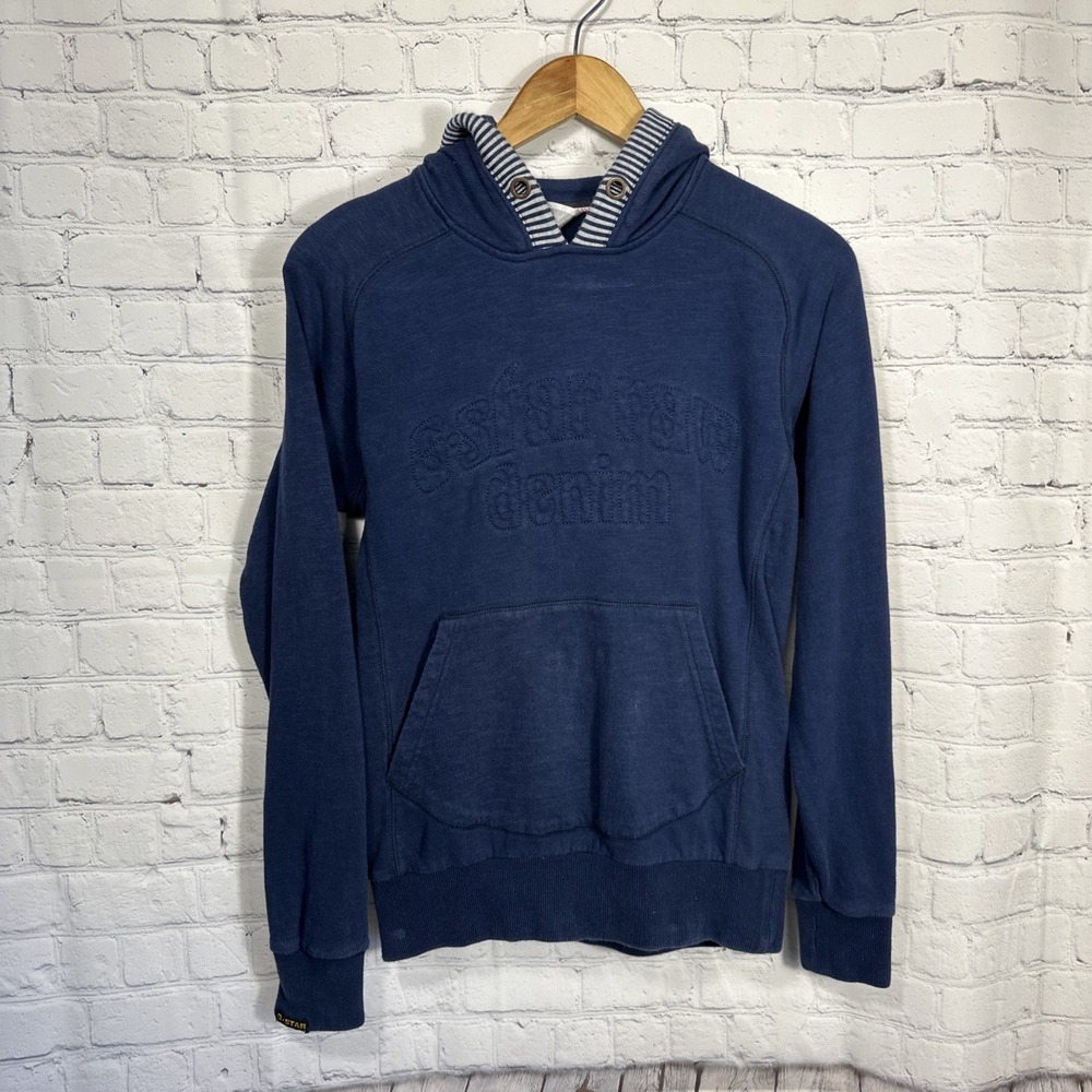 G-Star Raw Yura Hoodie Men's Small Blue Pullover Pocket Hooded Sweatshirt